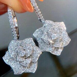 Rose Crystal Zirconia Encrusted Bridal Dainty Earrings